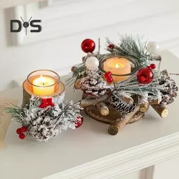 Подсвечник для рождественских свечей, искусственный подсвечник в виде заснеженной шишки, подсвечник для чайных свечей в деревенском стиле для домашнего декора, украшения стола на вечеринку A