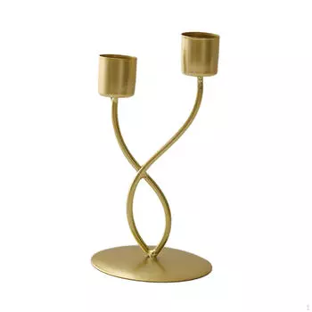 Подсвечник для столбовых свечей, железный подсвечник, центральный элемент стола Gold 2 Head