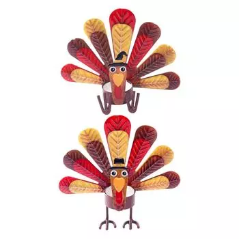Подсвечник для свечей на День благодарения, металлический, милый, в виде индейки