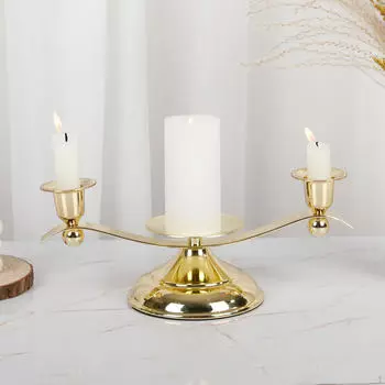 Подсвечник для свечей-столбов, подставка для настольного использования золотой
