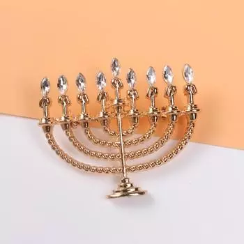 Подсвечник Ханука Свеча Полотенце Пряжка Бриллиант Креативный Дизайн Sense Сплав Брошь золотой