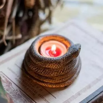 Подсвечник из бетона в виде спиральной змеи, подставка для свечей в виде чайной свечи, реалистичный подсвечник в виде 3D-змеи