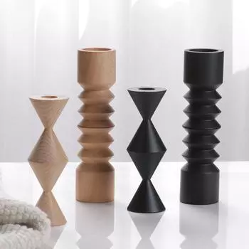 Подсвечник из цельного дерева, украшения, скандинавская современная модель, аксессуары для дома в стиле минимализма, полукруглый художественный подсвечник, украшения