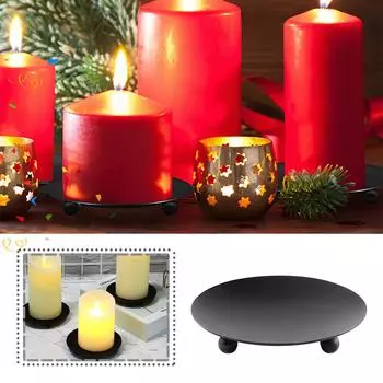 Подсвечник из черной железной пластины, подсвечник с декоративной железной колонной, подставка для свечей на пьедестале для светодиодных и восковых свечей, ароматические конусы, спа, свадьбы 6.8cm*1pc