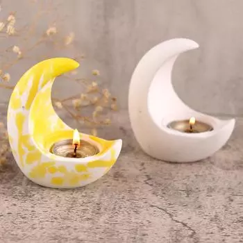 Подсвечник из гипса «Сделай сам» в виде луны, 3D-поднос для свечей «Сделай сам», силиконовые формы для подсвечника из цемента и бетона, домашнего декора, украшения стола