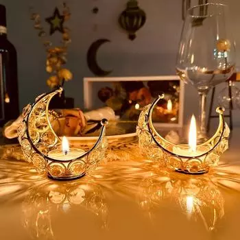 Подсвечник из хрусталя Moon Tea Light, подарки для пуджи, металлические фонарики, предметы ручной работы для домашнего декора