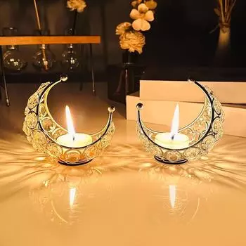 Подсвечник из хрусталя Moon Tea Light, подарки для пуджи, металлические фонарики, предметы ручной работы для домашнего декора
