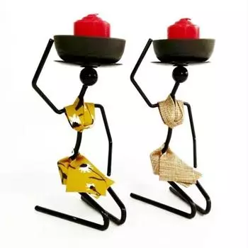 Подсвечник из кованого железа в африканском стиле, подсвечник из металла, бра, домашний декор, настольные художественные и ремесленные украшения жёлтый