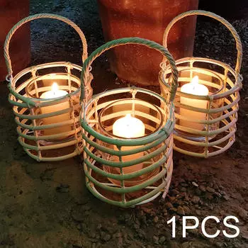 Подсвечник из ротанга, плетеный центральный элемент стола, современная деревенская подставка для гостиной