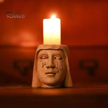 Подсвечник из смолы «Плачущая Дева Мария», подставка для свечей, центральный элемент для украшения рабочего стола, орнамент белый