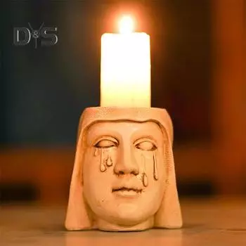 Подсвечник из смолы «Плачущая Дева Мария», подставка для свечей, центральный элемент для украшения рабочего стола, орнамент белый