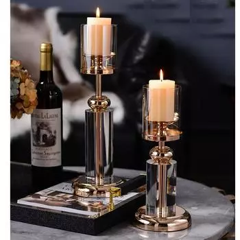 Подсвечник из сплава в европейском стиле, романтический хрустальный орнамент, центральный элемент подсвечника для гостиной, домашнего декора, свадебного украшения