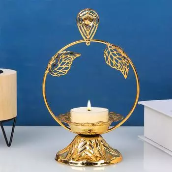 Подсвечник из железа в виде листа гинкго для гостиной, настольные украшения, подсвечник для спальни, уникальная обстановка ручной работы, декоративный дом