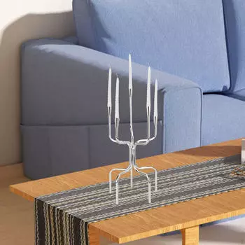 Подсвечник, канделябр, 5-рожковый, декоративный, железный, центральный, настольный, коническая свеча Black S