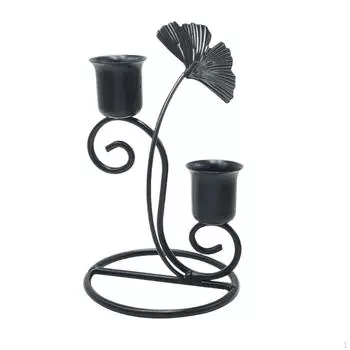 Подсвечник канделябр двухсвечниковый металлический на День святого Валентина чёрный