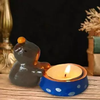Подсвечник капибара, смоляной мини-подсвечник капибара, мультяшный подсвечник капибара для чайной свечи в центральном элементе гостиной и спальни синий