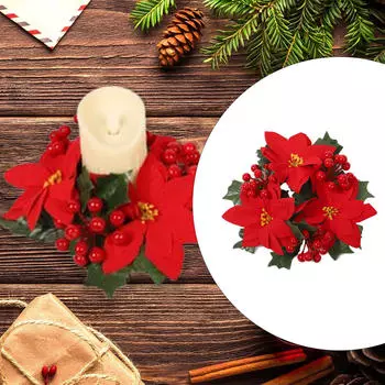 Подсвечник кольцо для рождественского венка, настольное украшение для дома Red 20cm