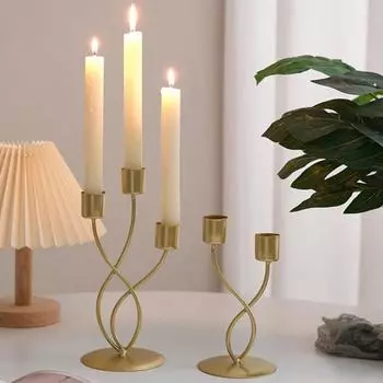 Подсвечник конусный Yousheng, металлический изогнутый подсвечник, центральный элемент стола, конический подсвечник для свадебного праздничного декора A чёрный