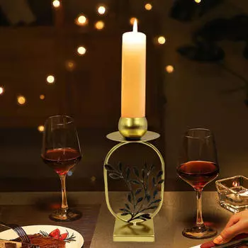 Подсвечник металлический подсвечник подставка для свечей безопасный настольный центральный элемент украшения для Hollow Leaves