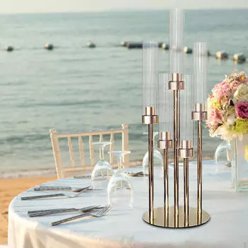 Подсвечник металлический с 5 ручками, настольный аксессуар, украшение интерьера Style B