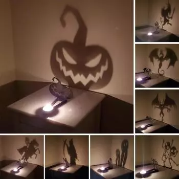 Подсвечник на Хэллоуин, металлический подсвечник для чайной свечи с силуэтом страшной фигуры, жуткая тень от чайной свечи привидения H