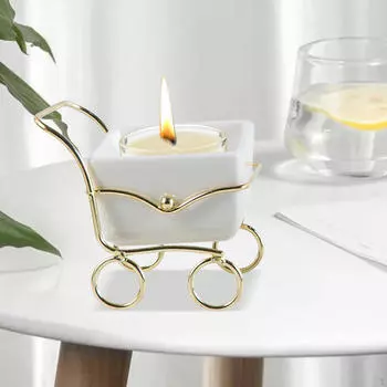 Подсвечник Поднос Чайная Подставка Современный Металлический Подсвечник White Ceramic