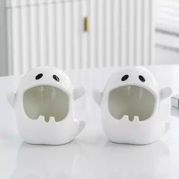 Подсвечник-призрак Yousheng, керамический подсвечник для чайных свечей, многофункциональная пепельница-призрак, настольные украшения для домашнего декора на Хэллоуин белый