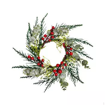 Подсвечник с красными ягодами для украшения рождественского стола Style B