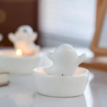 Подсвечник с привидением на Хэллоуин, жуткий согревающий подсвечник с изображением мультяшного привидения A