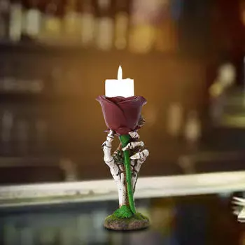 Подсвечник с розами в руках-скелете, настольные украшения, тематический подсвечник в стиле любви, канделябры для