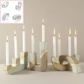 Подсвечник силиконовая форма ступенчатая форма кристалл эпоксидная смола форма DIY цемент гипс арка подсвечник форма украшение дома