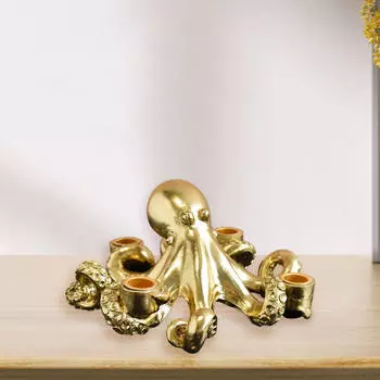 Подсвечник Скульптура осьминога, статуя для домашнего декора, центральный орнамент стола, подсвечник из смолы