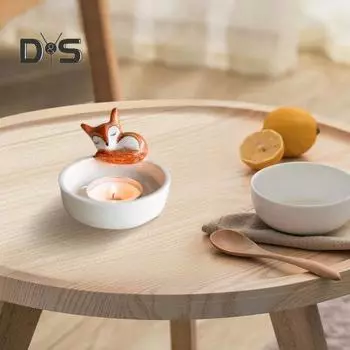 Подсвечник «Спящая лиса» Гостиная Кухня Ванная комната Смола Подсвечник с мультяшным животным Украшение рабочего стола Рождественский подарок на день рождения Fox