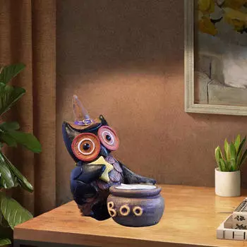 Подсвечник Статуя Совы Скульптура, украшение стола Сова Смола Свеча Чай Свет фиолетовый