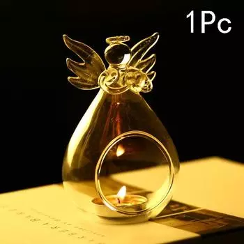 Подсвечник стеклянный ангел, хрустальный подвесной чайный светильник, домашняя комната, гидропонная ваза, декоративный подсвечник, держатели для хранения, мода, креатив