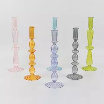 Подсвечник Стиль художника Элегантный стиль Цветная ваза ручной работы Изысканный настольный орнамент для вечеринки Романтические подарки Стекло Для украшения дома зелёный