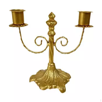 Подсвечник-столб, конический металлический, 2-х рожковый, праздничный