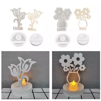 Подсвечник в форме цветка, силиконовая форма, форма для подсвечника, декоративная форма для подсвечника, орнамент, форма для украшения дома 1