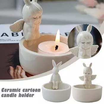 Подсвечник в форме кролика, керамический подсвечник для чайной свечи, подставка для стола, свадебный декор для чайной свечи P5X3 Angel-1pcs