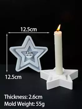 Подсвечник в форме звезды, силиконовая форма для бетона, пятиконечная звезда, Ид Мубарак, Рамадан, декор, подставка для свечи своими руками, формы из гипсовой смолы