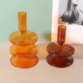 Подсвечник в скандинавском стиле, ваза, центральный элемент стола, стеклянные подсвечники, домашний декор, винтаж