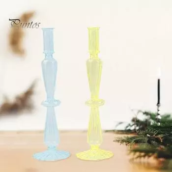 Подсвечник в стиле художника, цветная ваза ручной работы, изысканный орнамент для рабочего стола, романтический стеклянный подсвечник, свадьба, день рождения, ужин, декор для гостиной жёлтый