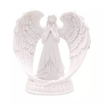 Подсвечник в виде ангела-молитвы, чисто-белая статуэтка ангела-молитвы для гостиной, столовой, свадьбы, декабря Small with 5x5cm Candle