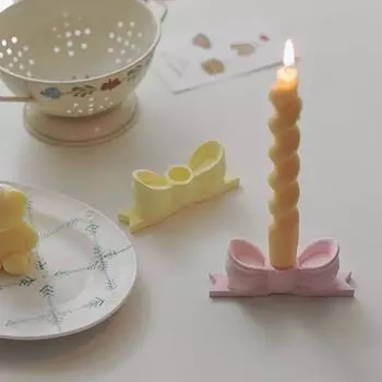 Подсвечник в виде банта из гипса Ins Style, длинный подсвечник, подсвечник для свадьбы, дня рождения, вечеринки, украшения дома, реквизит зелёный