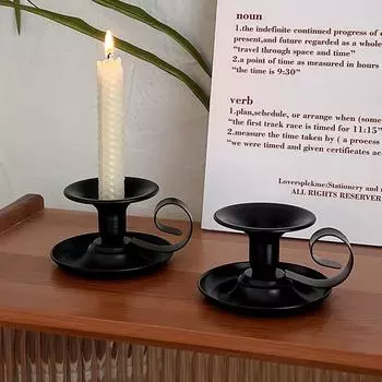 Подсвечник в виде чайной чашки, железная палочка для свечи, подсвечник в стиле ретро, декоративный подсвечник из кованого железа в стиле винтажной чайной чашки 9.5x6cm чёрный