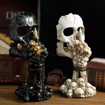 Подсвечник в виде черепа на Хэллоуин, готический, без слов, черно-белый, скелет, смоляная подставка для свечи, ароматизированная свеча, подсвечник, украшение для стола белый