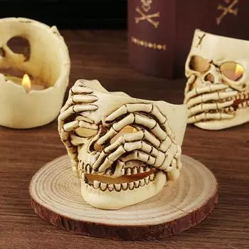 Подсвечник в виде черепа, смоляной держатель для чайной свечи, готический подсвечник для вечеринки в честь Хэллоуина, настольный декор для дома, гостиной A