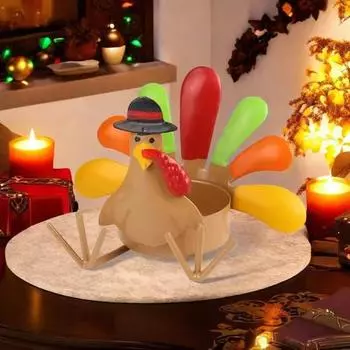 Подсвечник в виде цветной индейки на День благодарения, подставка для свечей, металлический подсвечник, украшение A