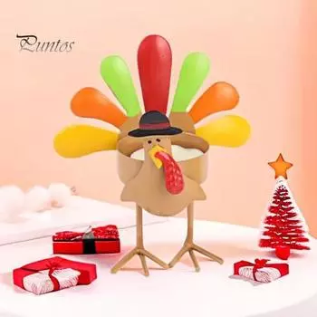 Подсвечник в виде цветной индейки на День благодарения, подставка для свечей, металлический подсвечник, украшение, центральный элемент праздничного стола A