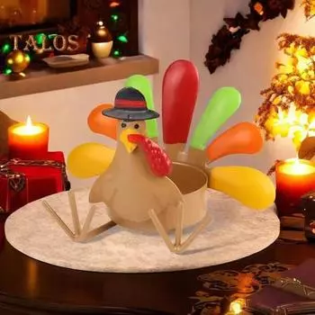 Подсвечник в виде цветной индейки на День благодарения, подставка для свечей, металлический подсвечник, украшение, центральный элемент праздничного стола B